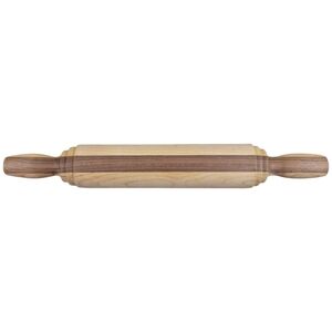 Wood Rolling Pin 18" Long Handmade Two Tone Striped Rustic Traditional Farmhouse